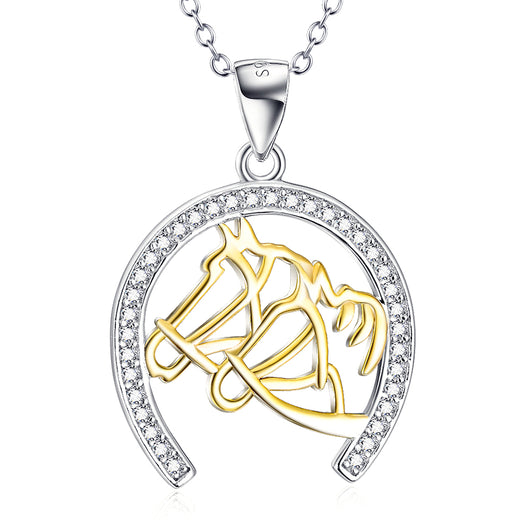 Cadena de Clavícula Dorada con Cabeza de Caballo