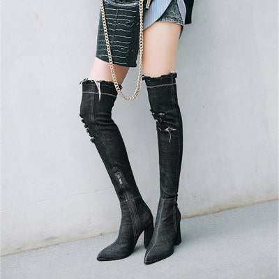 Botas de Denim con Punta Afilada para Mujer - Image 5