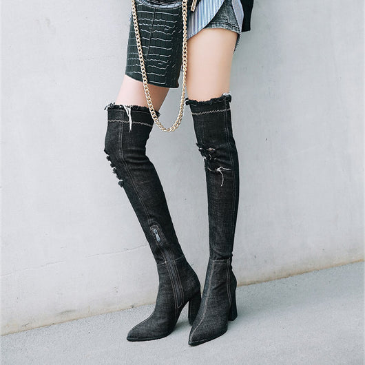 Botas de Denim con Punta Afilada para Mujer - Image 5