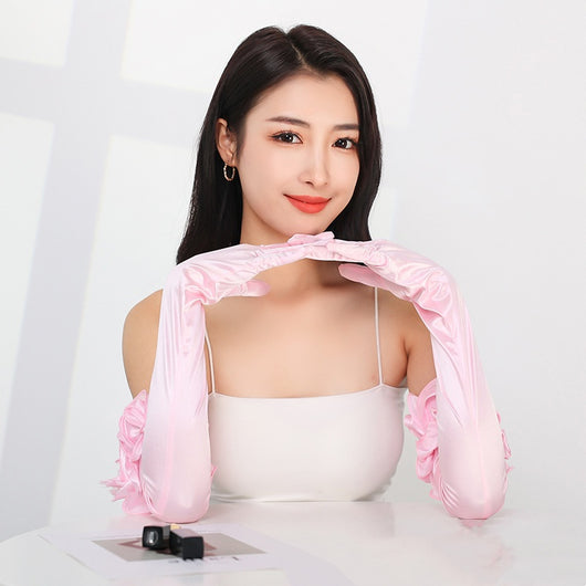 Guantes Largos de Satén Elástico para Novia - Elegancia Etiqueta - Image 11