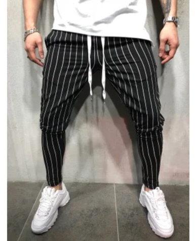 Pantalones de jogging para hombre con rayas y cordón ajustable - Image 5