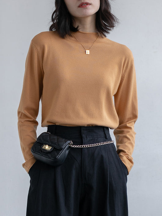 Blusa Ajustada de Cuello Alto en Punto - Image 39