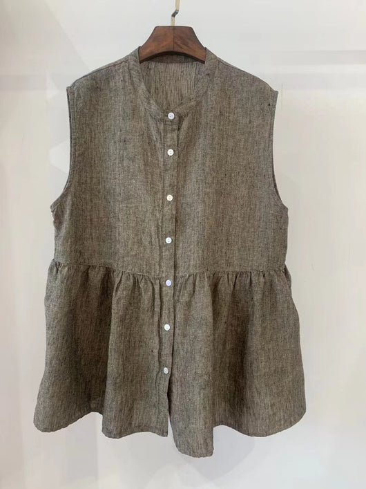 Vestido Bandage Artístico Retro Japonés de Lino para Mujer sin Mangas - Image 10