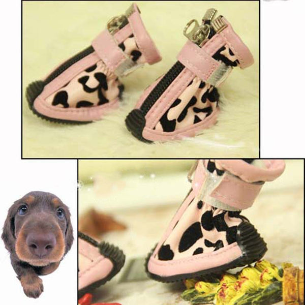 Zapatos para Mascotas con Estampado Leopardo en Cuero PU