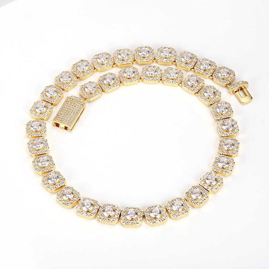 Cadena Hip Hop Cuadrada de Piedra de Caramelo - Collar y Pulsera - Image 30
