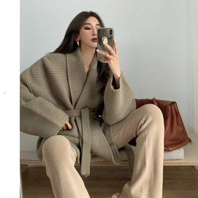 Cardigan Holgado con Pantalón Bootcut de Cintura Alta - Image 6