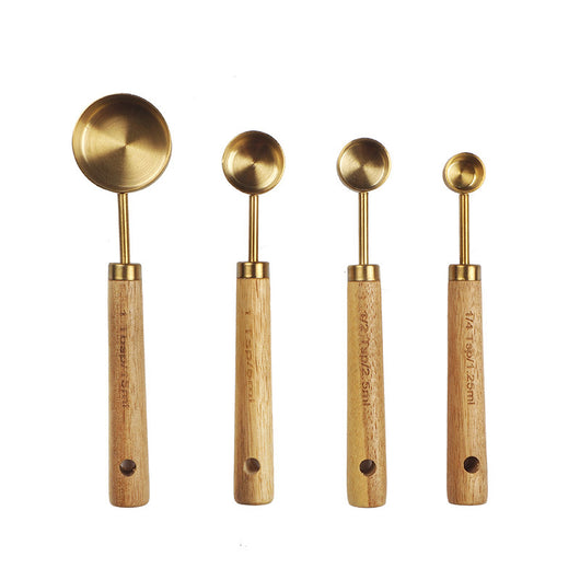 Set de 8 Cucharas y Tazas Medidoras de Acero Inoxidable con Mango de Madera - Image 10