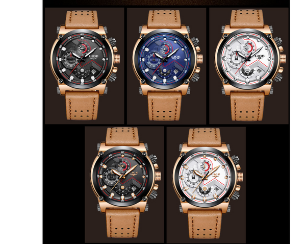 Reloj de Cuero Marrón Automático Resistente al Agua