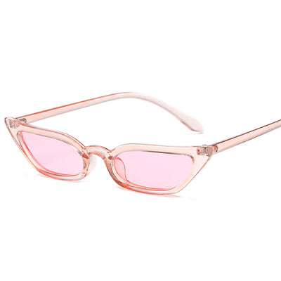 Red small frame cat-eye sunglasses with red tinted lenses on a white background. - Image 9