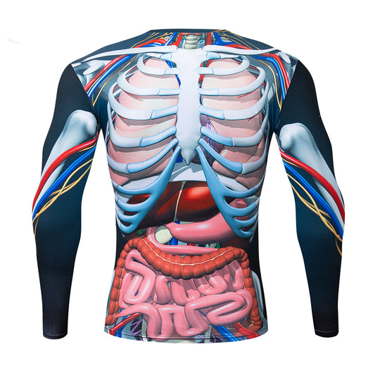 Playera con Estampado 3D de Esqueleto y Órganos Internos para Hombre - Image 10