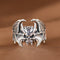 S925 Plateado Bat Skull Open Ring Retro Personality Skull Adjustable Opening