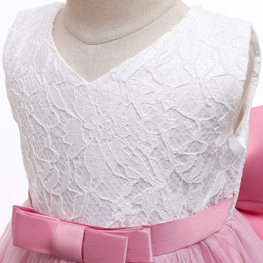 Vestido de Princesa para Primer Año con Moño y Encaje - Image 10