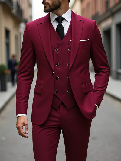 Traje de Negocios Tres Piezas Doble Botonadura para Hombre - Image 26