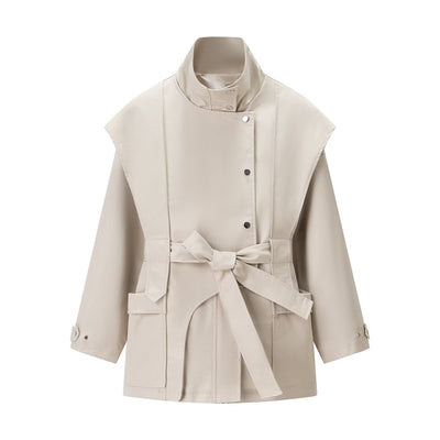 Gabardina con Cuello Parado y Cinturón para Mujer - Image 6