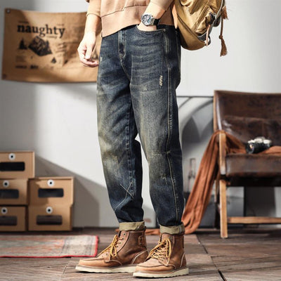 Jeans Retro Holgados de Talle Alto para Hombre Talla Grande - Image 9