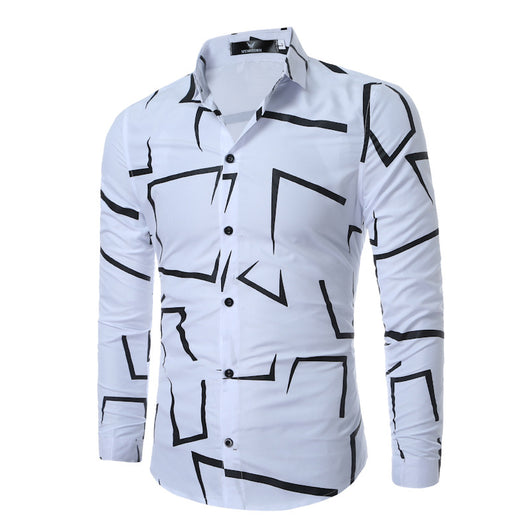 Camisa Casual de Manga Larga con Estampado Geométrico para Hombre - Image 10