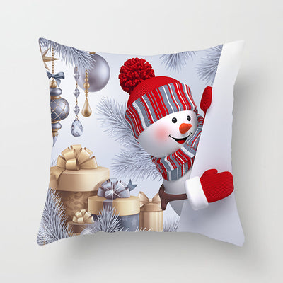 Funda de Almohada Navideña Muñeco de Nieve Tono Melocotón - Image 3
