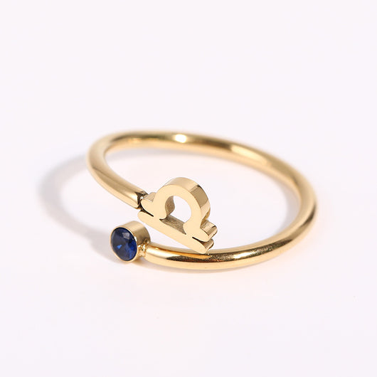 Anillo de Acero Inoxidable con Piedra de Nacimiento del Zodiaco - Image 24