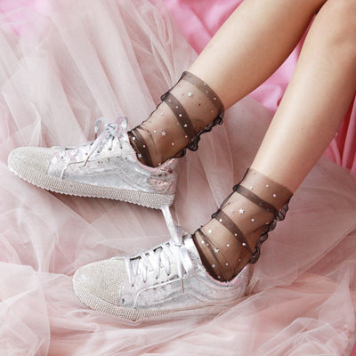 Calcetines Estrella Transparentes con Lentejuelas - Diseño Coreano Primavera Verano - Image 10
