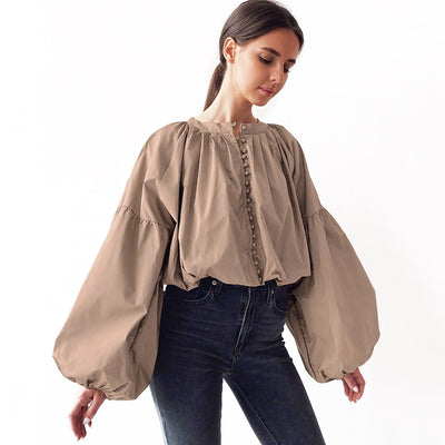 Blusa Blanca con Mangas Linterna para Mujer - Image 2