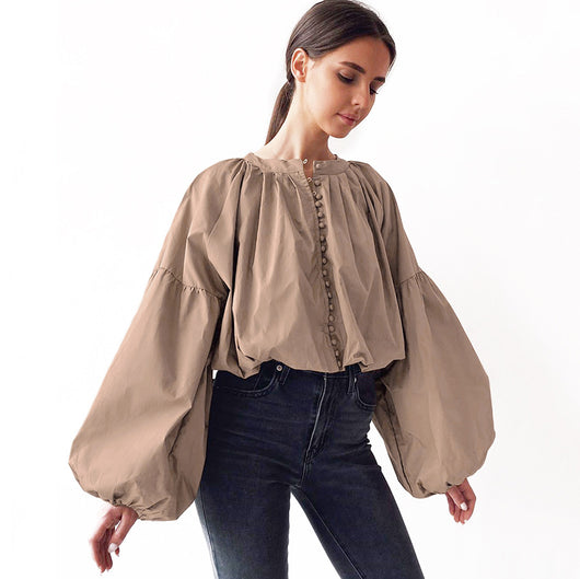Blusa Blanca con Mangas Linterna para Mujer - Image 2