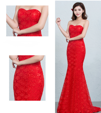 Vestido de Novia Cola Sirena con Encaje Lentejuelado en la Cintura - Image 3