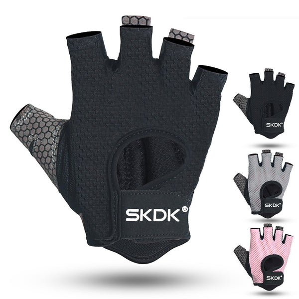 Guantes de Fitness de Medio Dedo Absorbentes de Sudor Antideslizantes