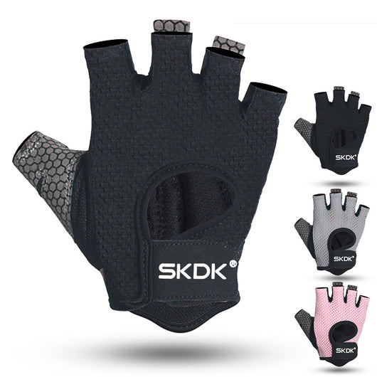 Guantes de Fitness de Medio Dedo Absorbentes de Sudor Antideslizantes