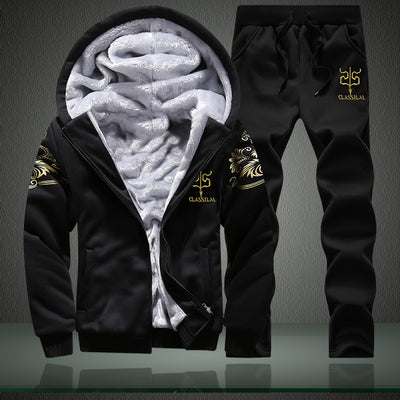Conjunto Deportivo Dos Piezas Grueso Abrigo Polar para Hombre Talla Grande - Image 3