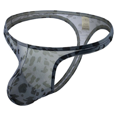 Bóxer Sexy Estampado Leopardo Malla T-back Cintura Baja