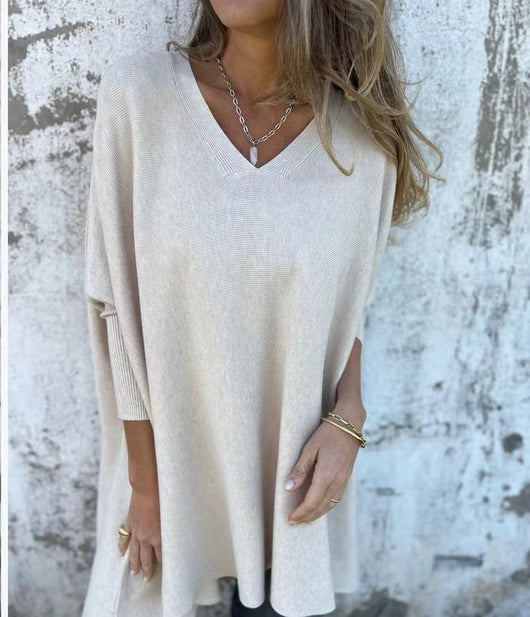 Blusa Larga Tejida Cuello V Suelta para Mujer - Image 7