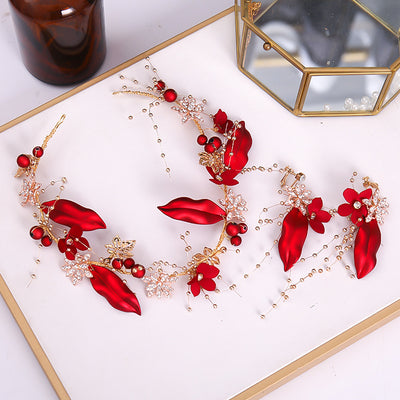 Juego de Pasadores Florales Rojos y Accesorios para el Cabello para Mujeres - Image 11