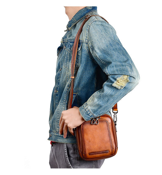 Bolsa Mensajera Casual Retro en Cuero Genuino para Hombre - Image 17