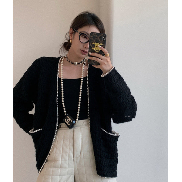 Cardigan de Mujer con Perlas Decorativas