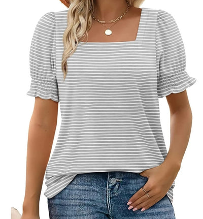 Blusa Suelta Cuello U con Mangas de Pétalos - Image 7