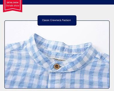 Camisa Infantil de Algodón Azul a Cuadros - Estilo Casual Cómodo - Image 8