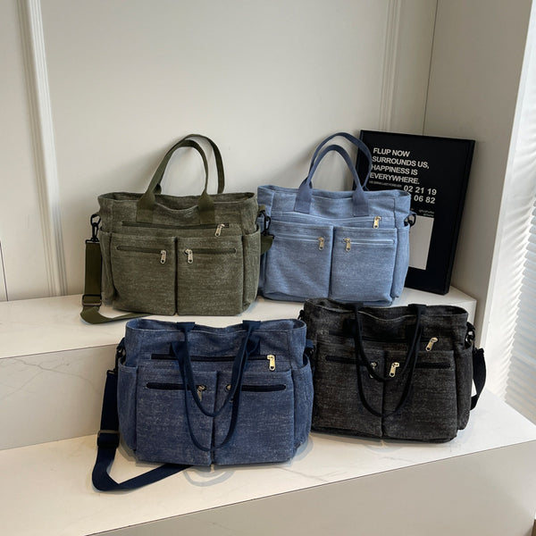 Bolso Tote de Mezclilla Retro Capacidad Extra para Mujer