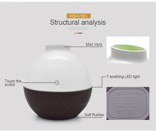 Humidificador Silencioso de Escritorio con Diseño Veta de Madera - Image 2