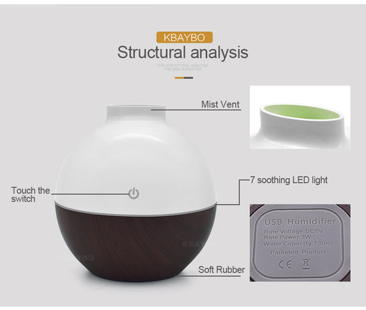 Humidificador Silencioso de Escritorio con Diseño Veta de Madera - Image 2