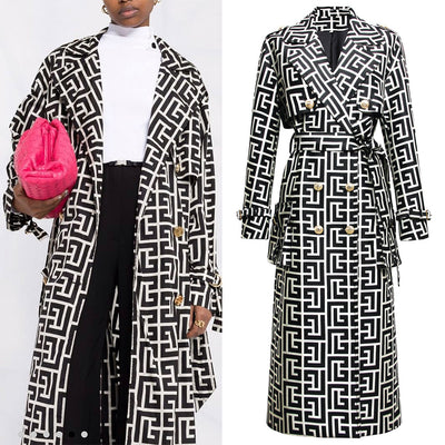 Gabardina Larga Negra Estampada - Image 5