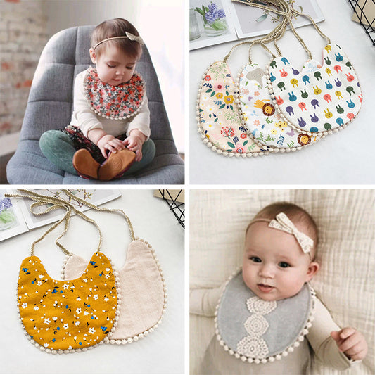 Babero Reversible Doble Cara con Encaje para Recién Nacido