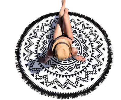 Tapete de Playa Redondo Yoga con Diseño Estampado Europeo - Image 3