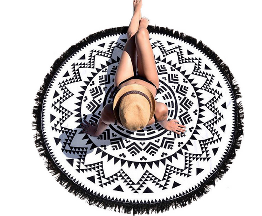 Tapete de Playa Redondo Yoga con Diseño Estampado Europeo - Image 3