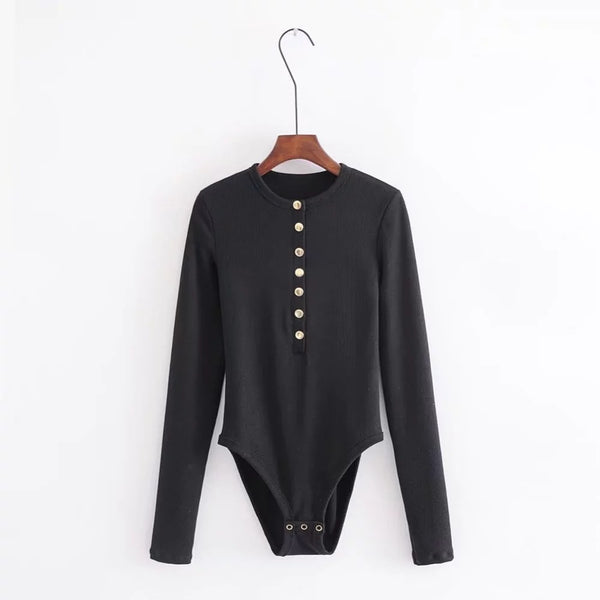 Bodysuit Ajustado de Punto con Botones y Mangas Largas - Image 11