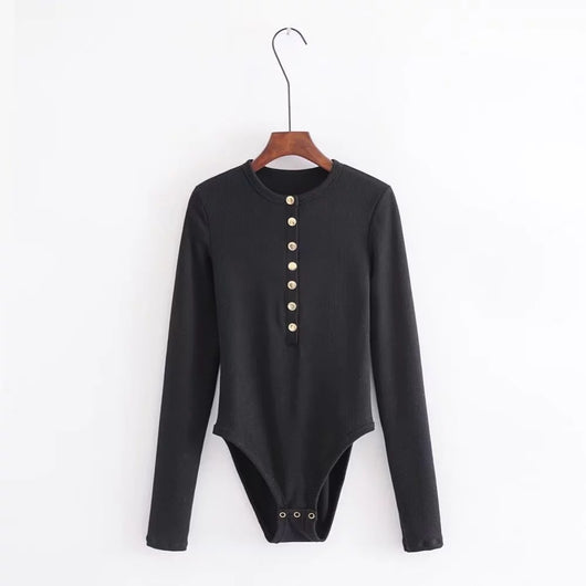 Bodysuit Ajustado de Punto con Botones y Mangas Largas - Image 11