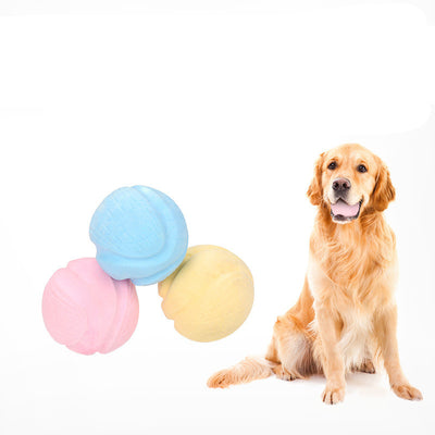 Light blue textured TPR foam dog toy ball, 7.5cm in diameter, for pet play and chewing.