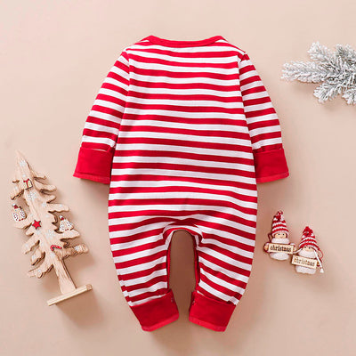 Mameluco Navideño Infantil con Rayas y Bordado de Papá Noel - Image 2