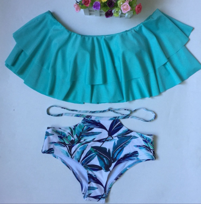 Bikini Asimétrico con Volantes Estampado - Traje de Baño Sexy y Moderno - Image 4
