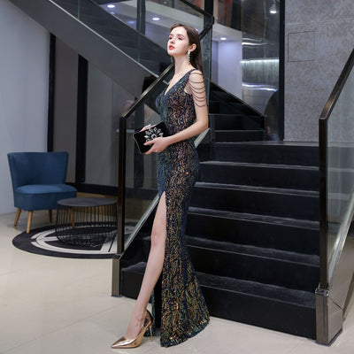 Vestido de Novia Sirena Ajustado con Lentejuelas para Dama - Image 8