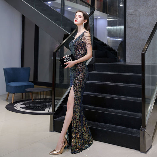 Vestido de Novia Sirena Ajustado con Lentejuelas para Dama - Image 8